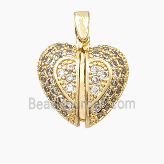 Copper Heart Pendant Pave Zirconia Gold Plated