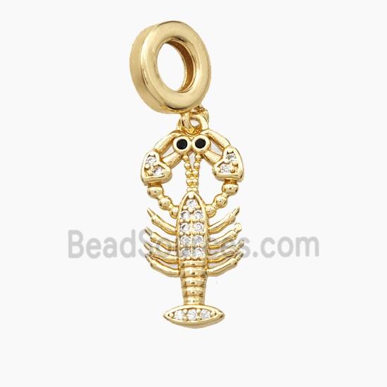 Copper Crayfish Pendant Pave Zirconia Gold Plated