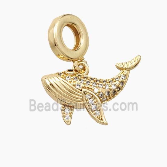 Copper Whale Pendant Pave Zirconia Gold Plated