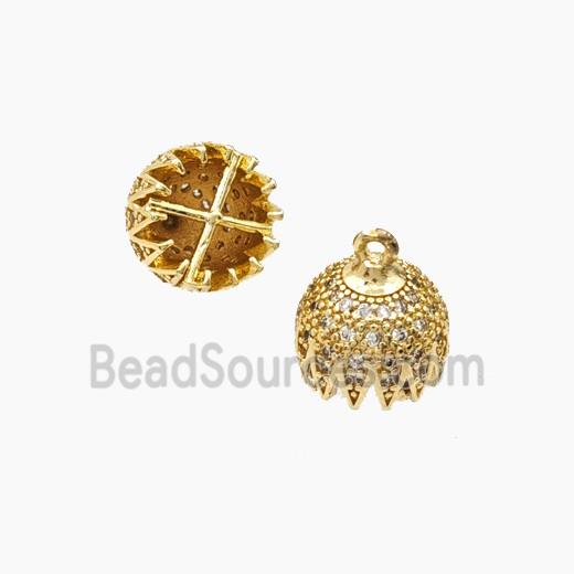 Copper Jellyfish Tassel Bail Pave Zirconia Gold Plated