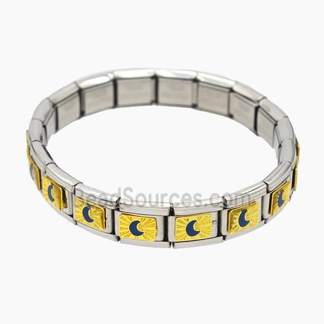 Raw Stainless Steel Module Bracelet With Moon