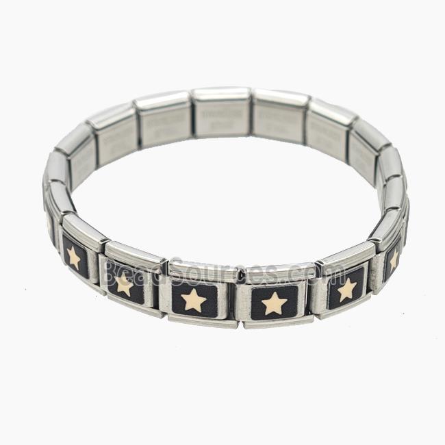 Raw Stainless Steel Module Bracelet With Star