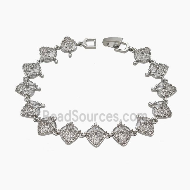 Copper Strawberry Bracelet Pave Zirconia Platinum Plated