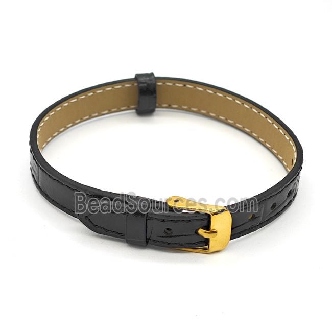 Black PU Leather Strap Bracelet