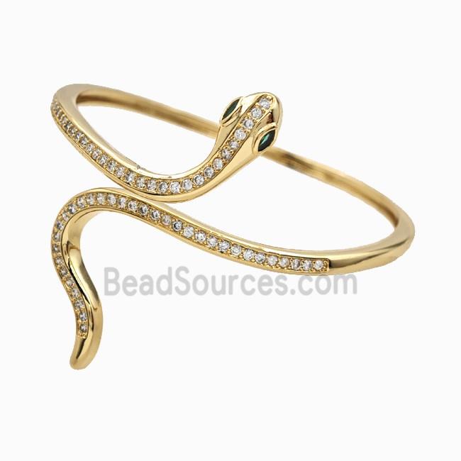 Copper Snake Bangles Pave Zirconia 18K Gold Plated