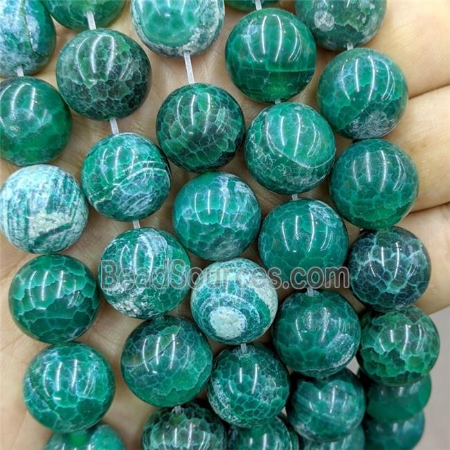 Green Fire Agate Beads Smooth Round Dye