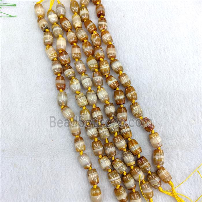 Natural Tibetan Agate Barrel Beads Yellow Dye