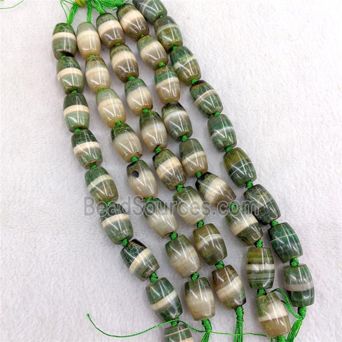 Natural Tibetan Agate Barrel Beads Green Dye