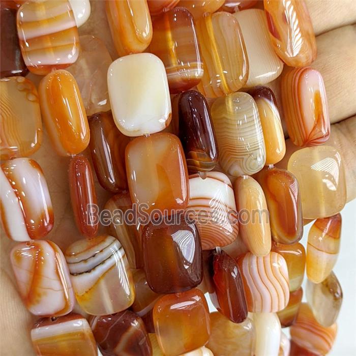 Red Stripe Agate Rectangle Beads Dye