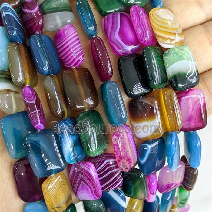 Stripe Agate Rectangle Beads Banded Mixed Color Dye
