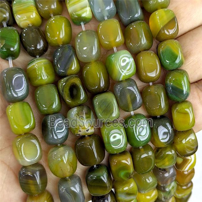 Olive Agate Cuboid Beads Dye