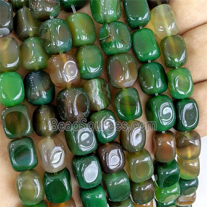 GreenRed Agate Cuboid Beads Dye