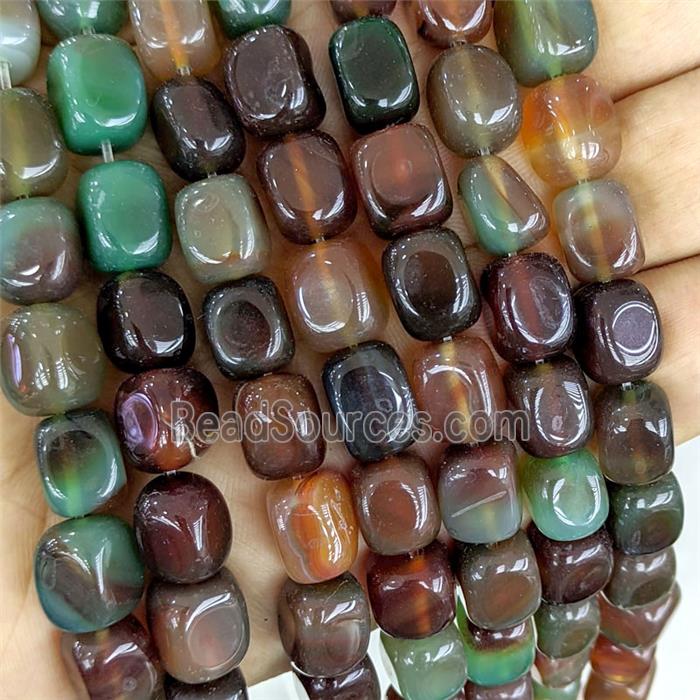 Green Red Agate Cuboid Beads Dye