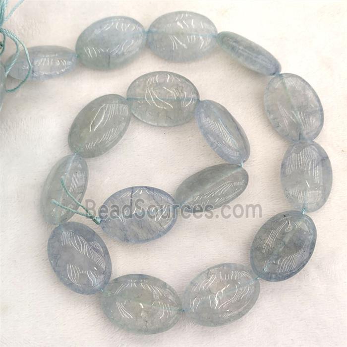 Lt.blue Synthetic Quartz Oval Beads