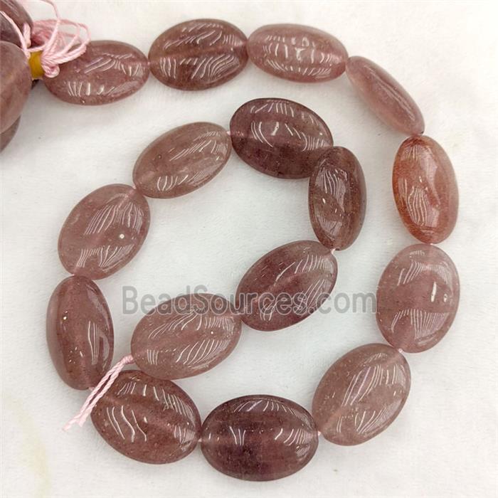 Pink Strawberry Quartz Oval Beads