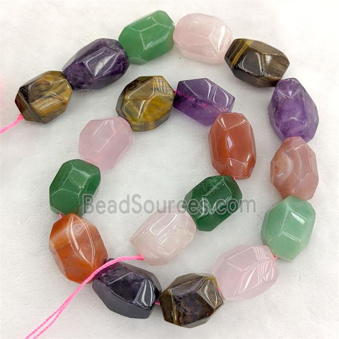 Natural Gemstone Column Beads Faceted Mixed