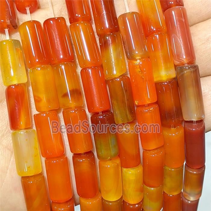 Red Agate Tube Beads Dye