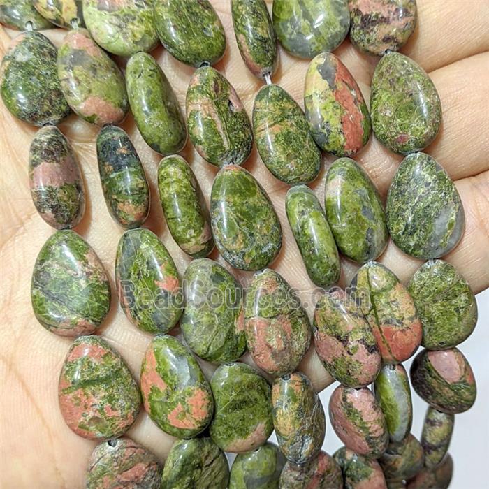 Unakite Teardrop Beads Flat
