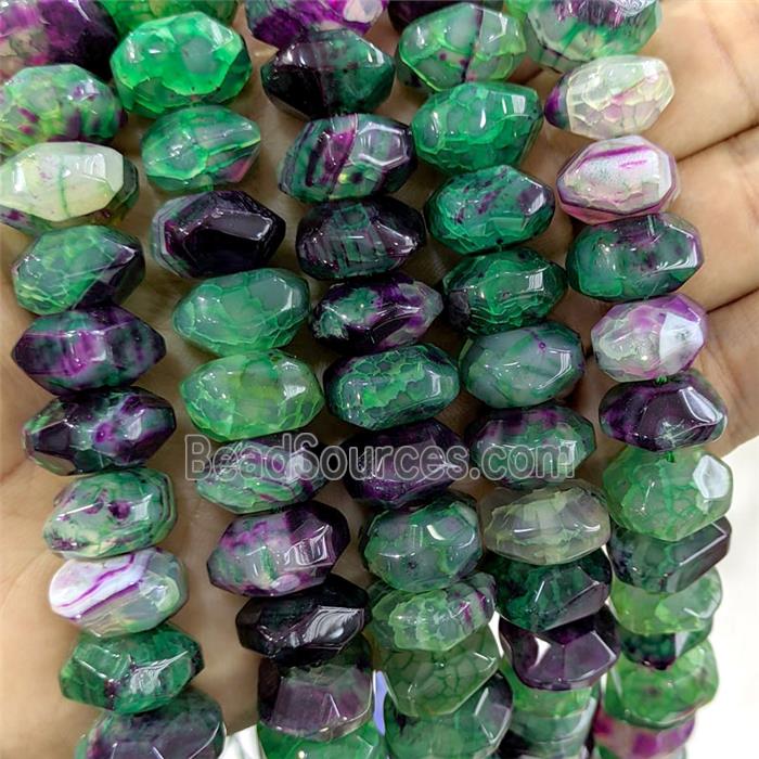 Green puprle Agate Rondelle Beads Faceted Dye