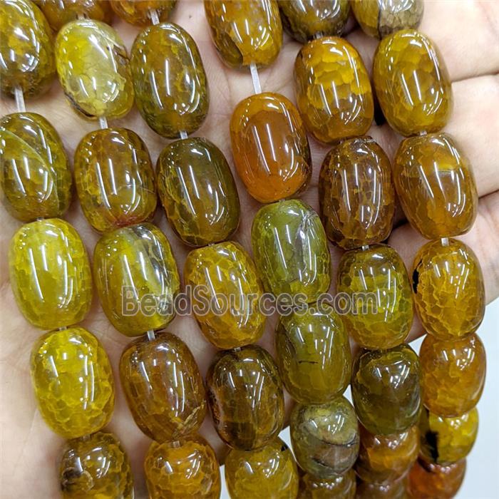 Natural Agate Barrel Beads Olive Dye