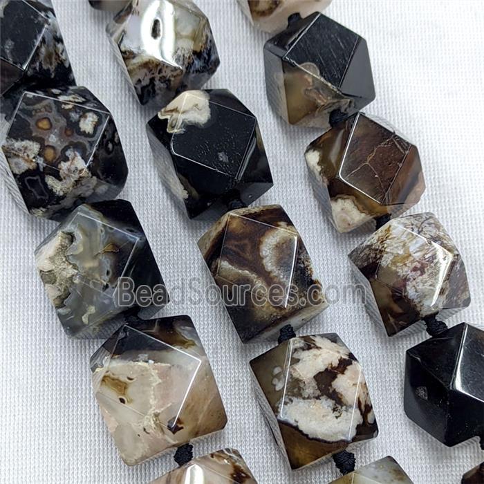 Natural Black Sakura Agate Beads Freeform Dye