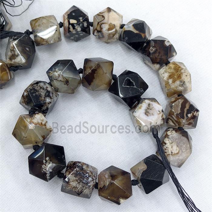 Natural Black Sakura Agate Beads Freeform Dye