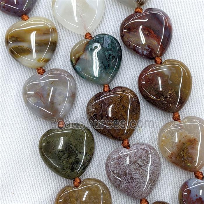 Natural Ocean Agate Heart Beads Multicolor