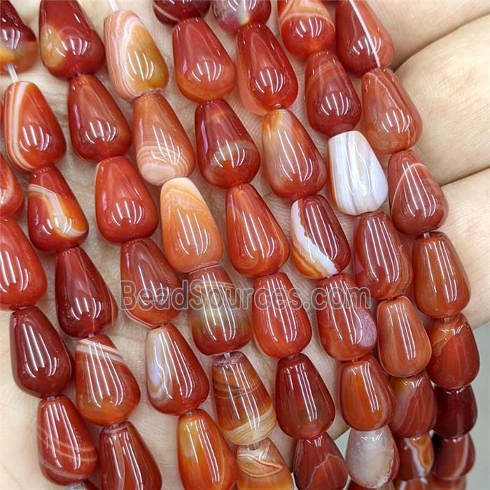 Natural Red Stripe Agate Teardrop Beads Dye