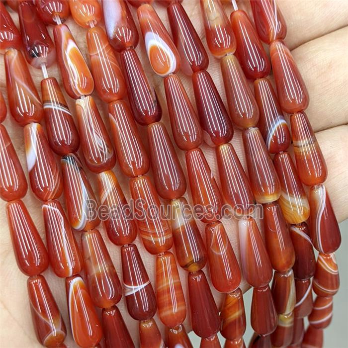 Natural Red Stripe Agate Teardrop Beads Dye