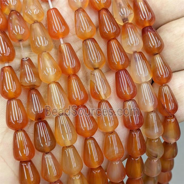 Natural Red Agate Teardrop Beads