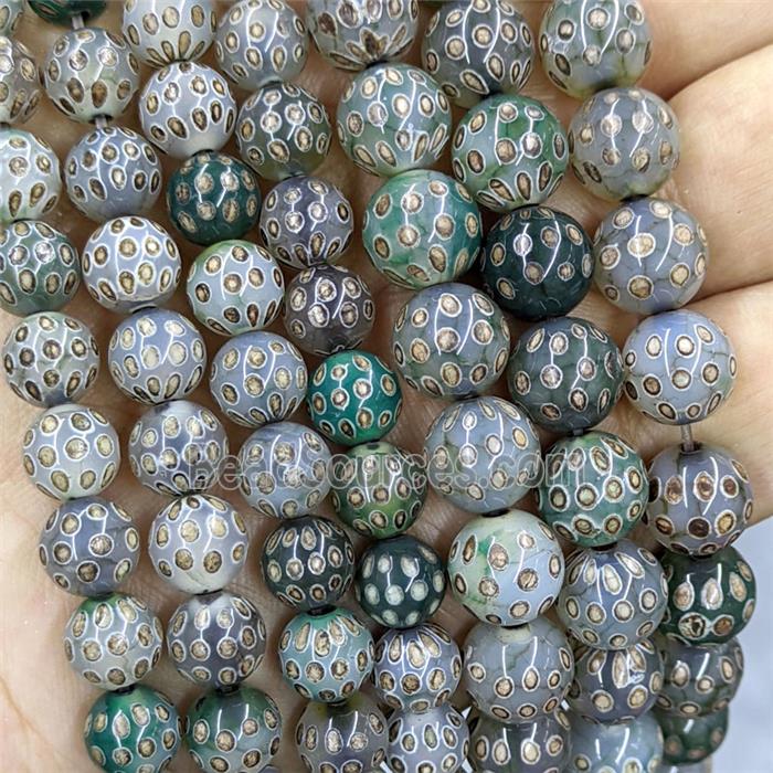 Tibetan Agate Bead, round
