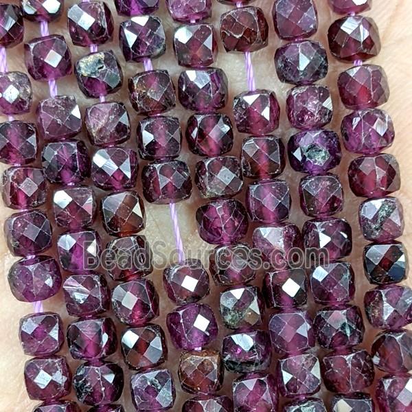 Natural Purple Garnet Beads Faceted Cube