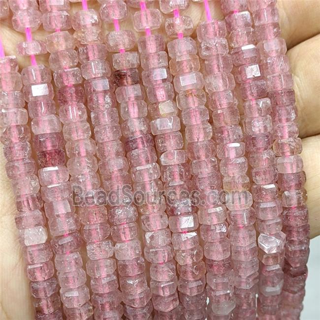Natural Pink Strawberry Quartz Hexagon Beads