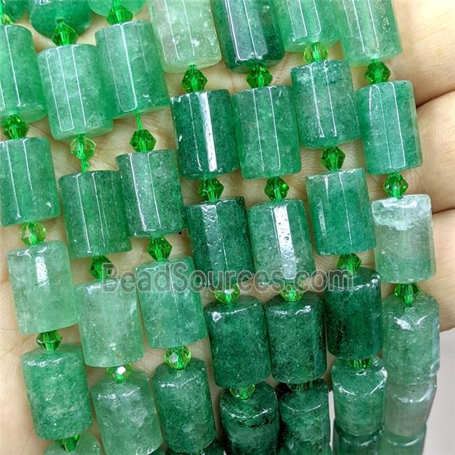 Natural Green Strawberry Quartz Tube Beads