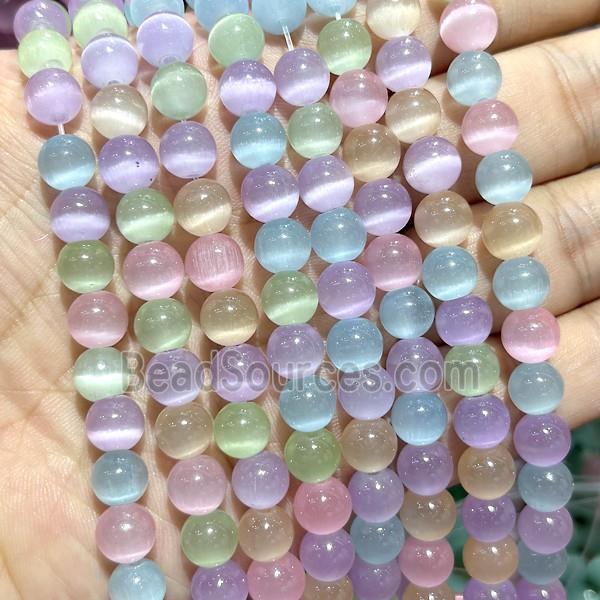 Cats Eye Round Beads Smooth Dye