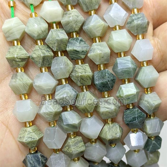 Green Green Actinolite Beads Cutted Bicone