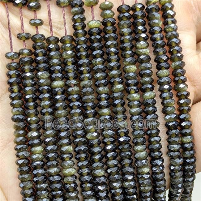 Golden Obsidian Beads Faceted Rondelle