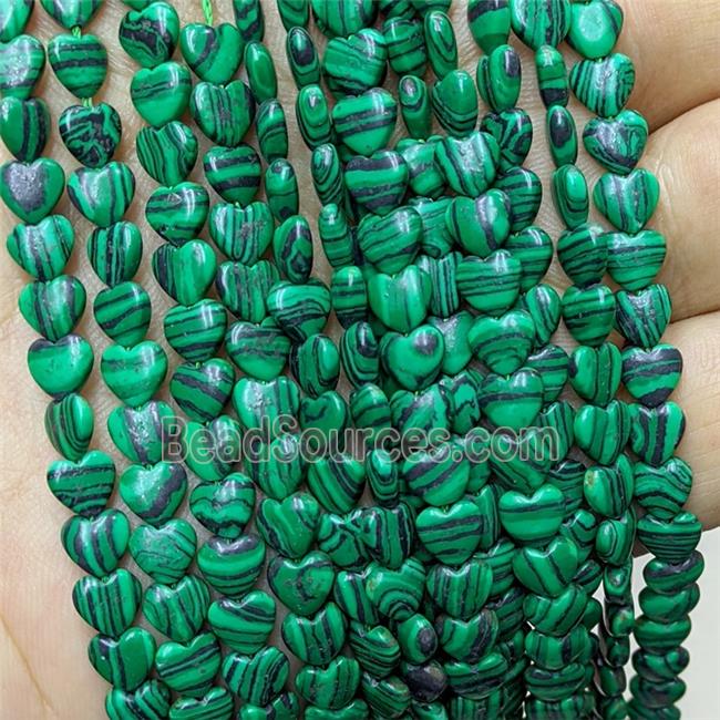 Green Synthetic Malachite Heart Beads