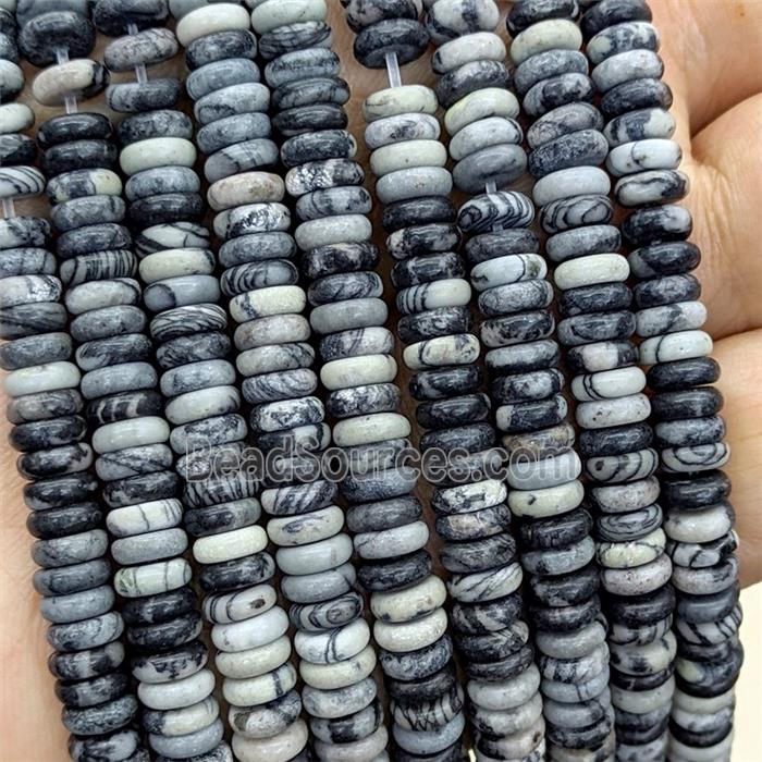 Natural Black Silk Jasper Heishi Beads