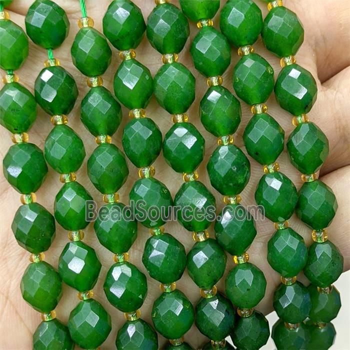 Natural Chinese Nephrite Jade Beads Green Dye Faceted Rice