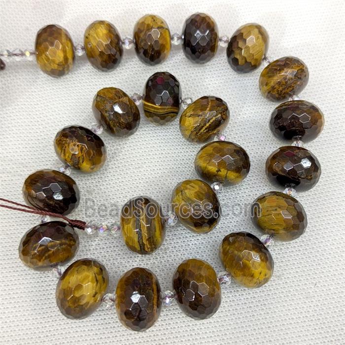 Natural Tiger Eye Stone Beads Faceted Rondelle