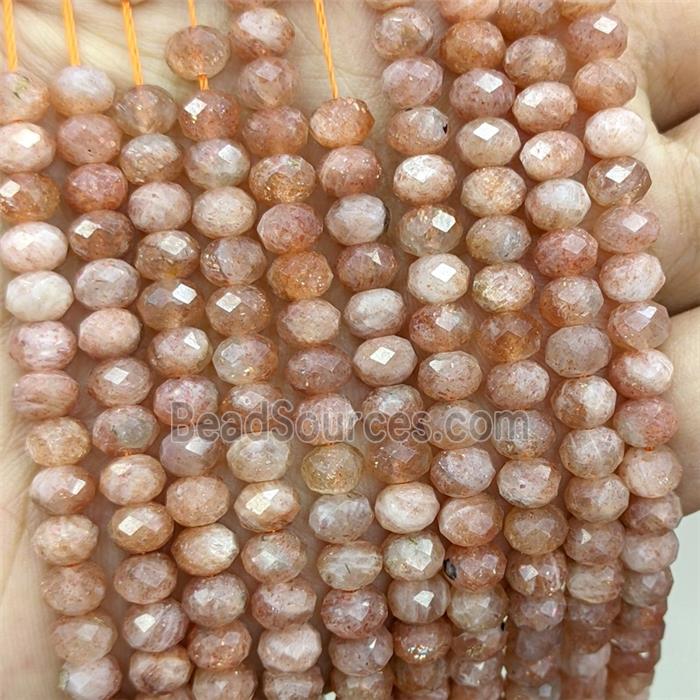 Natural Orange Sunstone Beads Golden Spot Faceted Rondelle