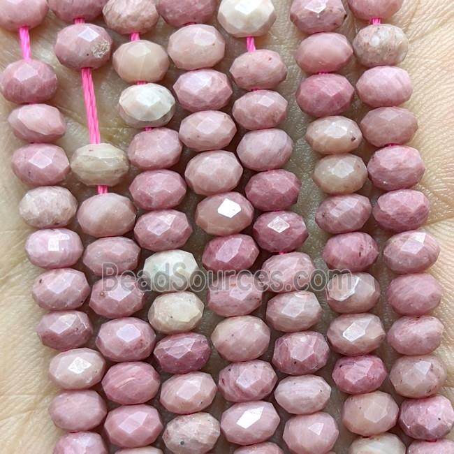 Natural Pink Wood Lace Jasper Beads Faceted Rondelle