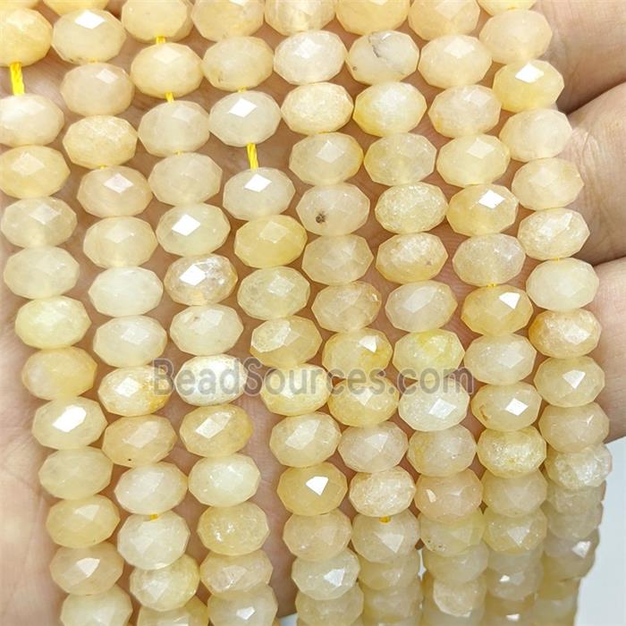 Natural Honey Jade Rondelle Beads Lt.Yellow Faceted