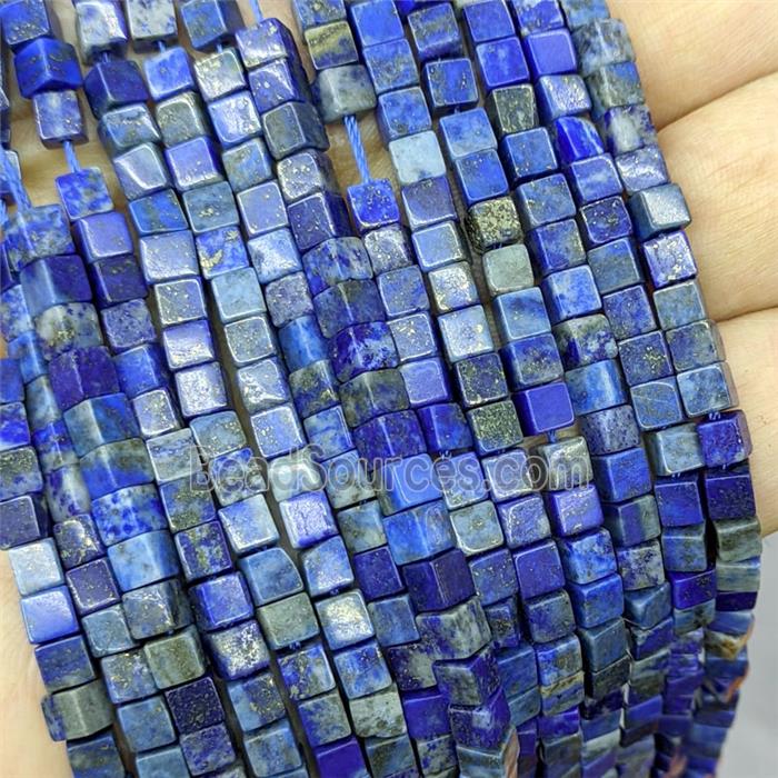 Natural Blue Lapis Lazuli Cube Beads