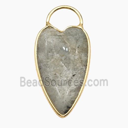 Natural Labradorite Heart Pendant Gold Plated