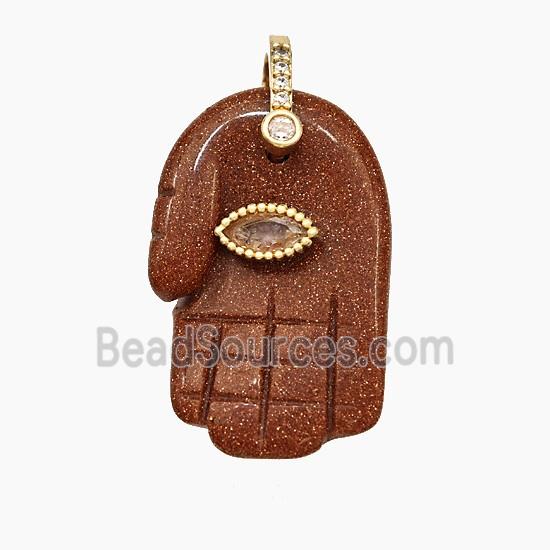 Golden Sandstone Buddha-Hand Pendant