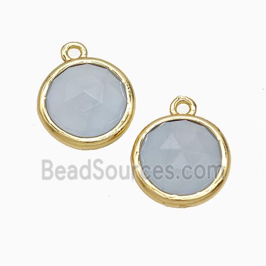 Blue Dye Jade Circle Pendant Gold Plated