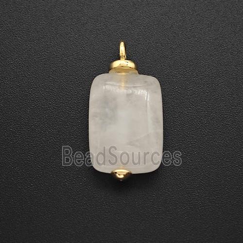 White Crystal Quartz Rectangle Pendant
