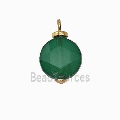 Green Dye Agate Coin Pendant